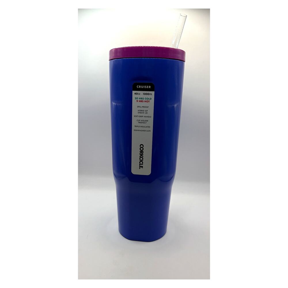 CORKCICLE Cruiser 40oz Boom Box Blue Tumbler Straw Handle NEW - Picture 2 of 2